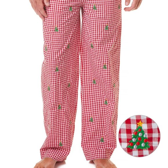 Sleeper Pant Wide Gingham Red with Christmas Tree - XL - Picture 1 of 3